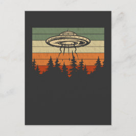 Retro UFO Alien Entführung Forest Spaceship Postkarte