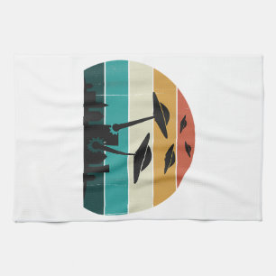 Retro UFO-Angriff Sonnenuntergang - Coole Vintage- Geschirrtuch