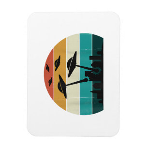 Retro UFO-Angriff Sonnenuntergang - Coole Vintage- Magnet