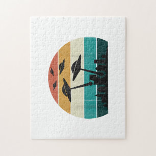 Retro UFO-Angriff Sonnenuntergang - Coole Vintage- Puzzle