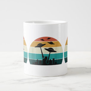 Retro UFO Attack Sunset - Cooler Vintager Flying S Jumbo-Tasse