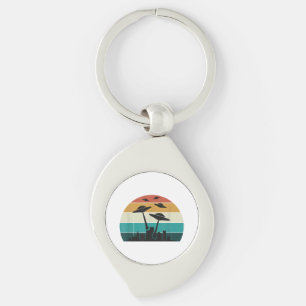 Retro UFO Attack Sunset - Cooler Vintager Flying S Schlüsselanhänger