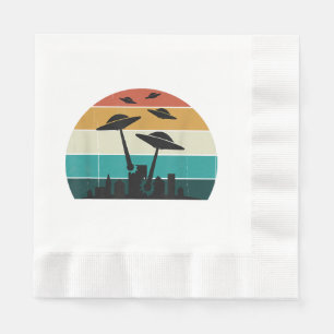 Retro UFO Attack Sunset - Cooler Vintager Flying S Serviette