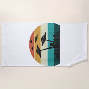 Retro UFO Attack Sunset - Cooler Vintager Flying S Strandtuch