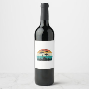 Retro UFO Attack Sunset - Cooler Vintager Flying S Weinetikett