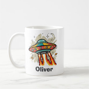 Retro-UFO-Flugsaurier-Alien-Raumschiff Kaffeetasse