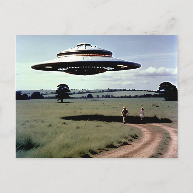 Retro UFO Foto Australian Outback der 1970er Jahre Postkarte (Vorderseite)