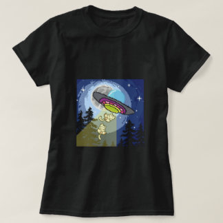 Retro-UFO-Katzen-Entführungs-T-Shirt | Lustige Pix T-Shirt