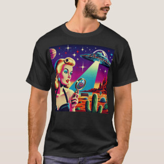 Retro UFO Pin-Up T-Shirt