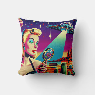 Retro-UFO-Pin-Up-T-Shirt  Kissen