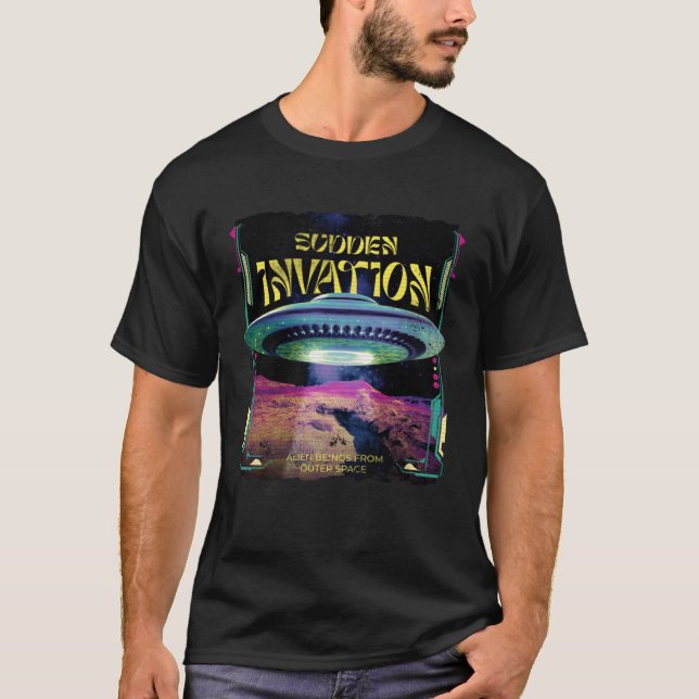 Retro UFO Space Eroberer für UFO und Alien Belie T-Shirt (Vorderseite)