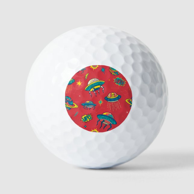 Retro UFO Space Invaders Golfball (Vorderseite)