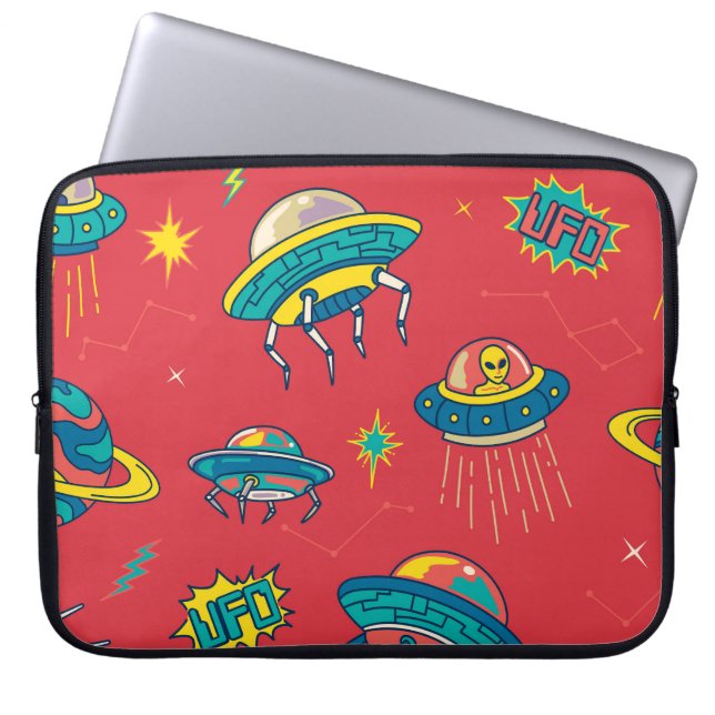 Retro UFO Space Invaders Laptopschutzhülle (Vorderseite)