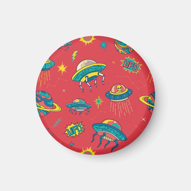 Retro UFO Space Invaders Magnet (Vorne)