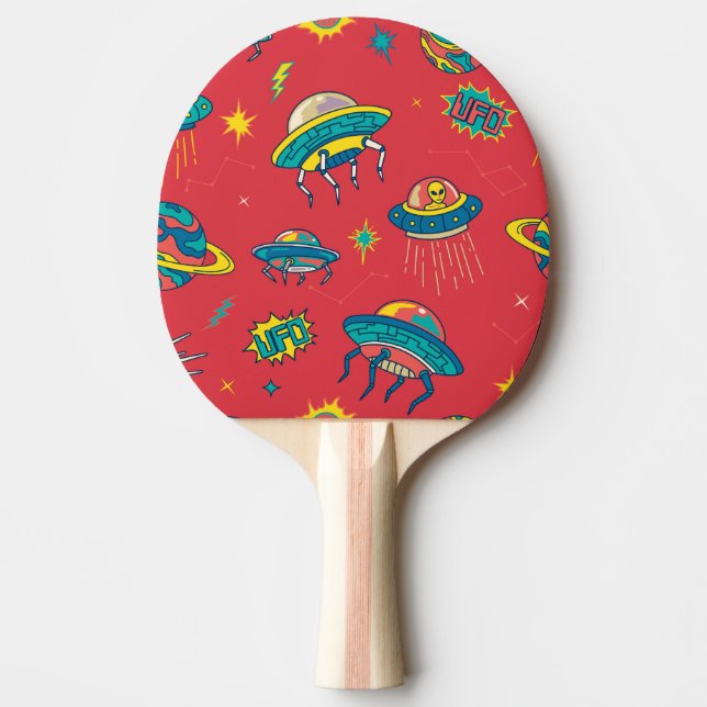 Retro UFO Space Invaders Tischtennis Schläger (Vorderseite)