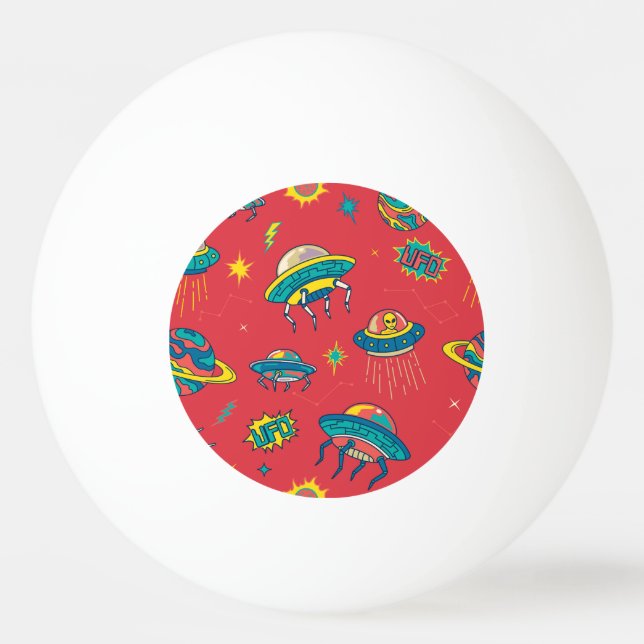 Retro UFO Space Invaders Tischtennisball (Vorderseite)