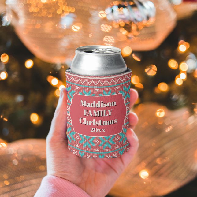 Retro Ugly Christmas Sweater Snowflakes Dosenkühler (Von Creator hochgeladen)