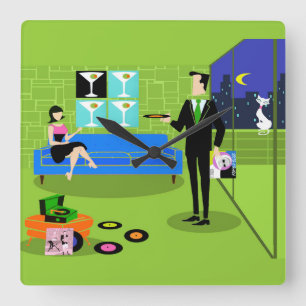 Retro-Uhr der städtischen Lukenmauer Quadratische Wanduhr