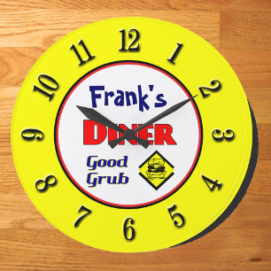 Retro-Uhr für Diners zur individuellen Gestaltung Große Wanduhr