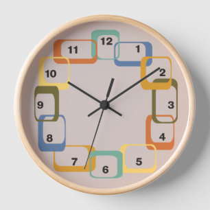 Retro-Uhr im Midcentury-Modern-Stil mit geometrisc Uhr
