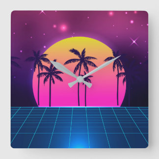 Retro-Uhr im Stil der 80er Jahre Quadratische Wanduhr