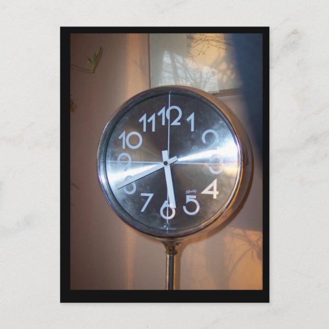 Retro Uhr Postkarte (Vorderseite)
