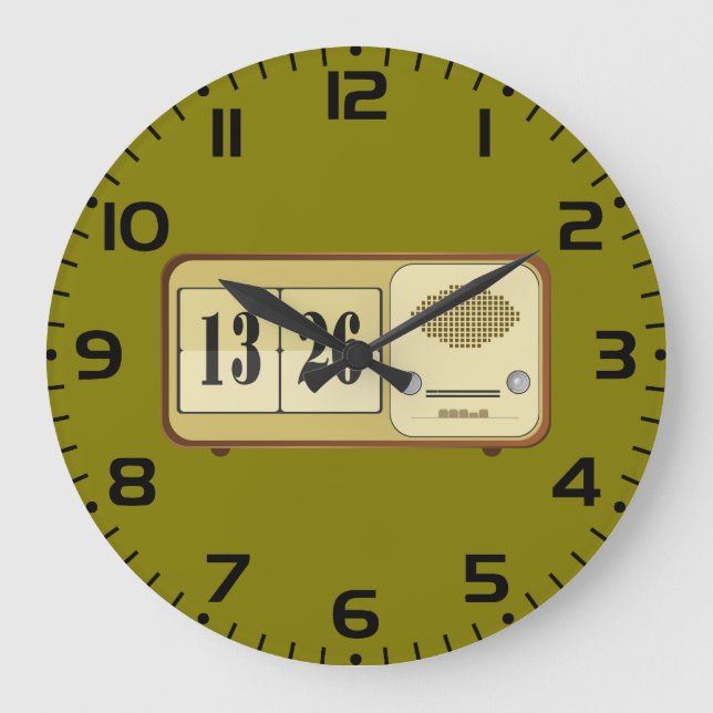 Retro-Uhr-Radio mit Flip-Anzeige Große Wanduhr (Vorderseite)