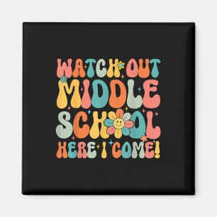 Retro Uhr Vorsicht Mittelschule Hier komme ich zur Magnet