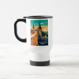 Retro Ukraine Castle Sunrise Wanderlust Reisebecher