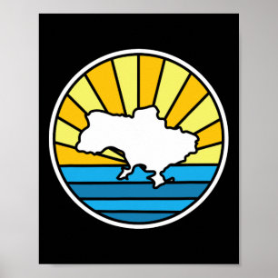 Retro Ukraine Sonnenuntergang 70er Jahre Glasmaler Poster
