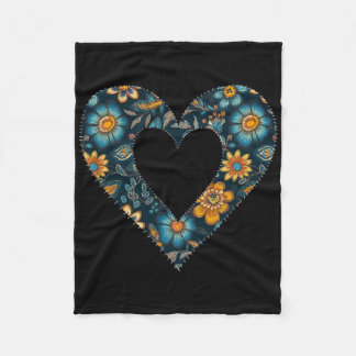 Retro-Ukrainischer Stil Blumenmuster Ukraine Herz Fleecedecke