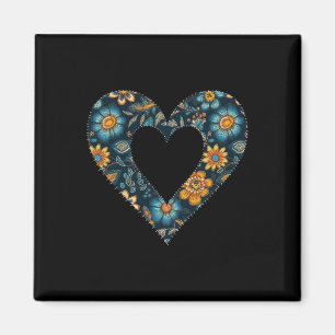 Retro-Ukrainischer Stil Blumenmuster Ukraine Herz Magnet