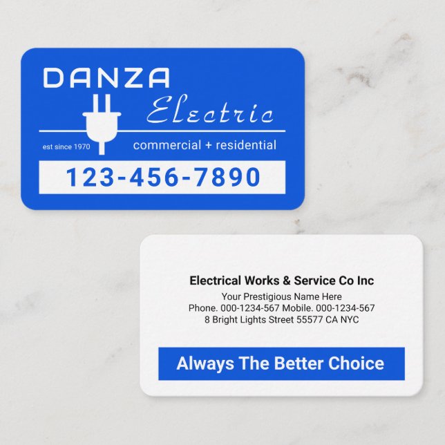 Retro umwerfende blaue Steckerlinie Visitenkarte (Vorne/Hinten)