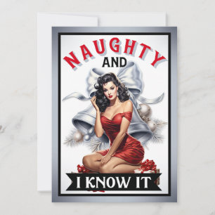 Retro Unartig und ich weiß es Weihnachten Pinup Einladung