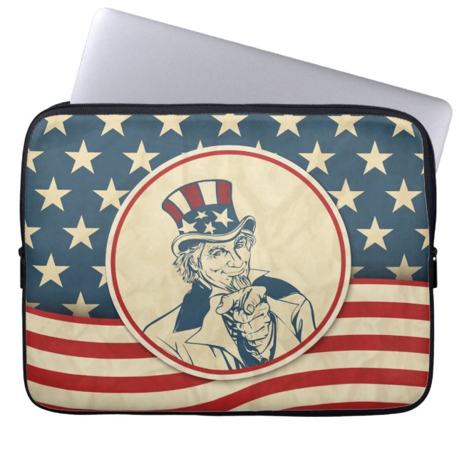 Retro Uncle Sam Rustic Americana Laptopschutzhülle (Vorderseite)