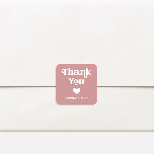 Retro und Boho Dusty Rose Branding Vielen Dank Quadratischer Aufkleber