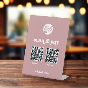 Retro und Boho   Zwei Möglichkeiten, Scannable QR  Sockelschild