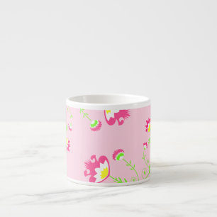 Retro und trendige Volkskunstblume in Rosa Espressotasse