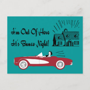 Retro und Vintage Bunco rotes Cabrio Postkarte