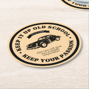 Retro- und Vintage-Oldtimer Runder Pappuntersetzer