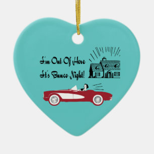 Retro und Vintages Bunco rotes Kabriolett Keramikornament