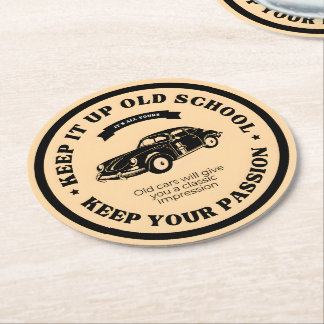 Retro- und Vintages Oldtimer Runder Pappuntersetzer