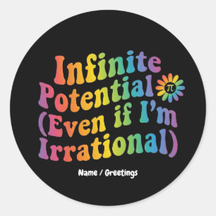 Retro Unendliches Potenzial Irrationaler Pi-Tag Ma Runder Aufkleber