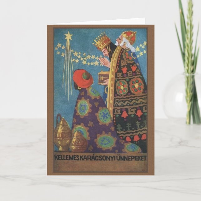 Retro Ungar Karácsonyi Weihnachtskarte Feiertagskarte (Vorderseite)