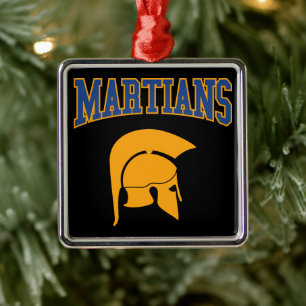Retro Uni Blue Orange Martians Sport Ornament Aus Metall