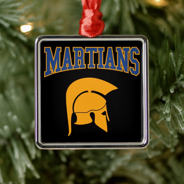 Retro Uni Blue Orange Martians Sport Ornament Aus Metall (Baum)