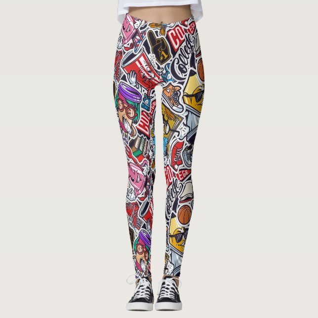 Retro Uni Vibes Leggings - Spaß & Funky Style! (Vorderseite)