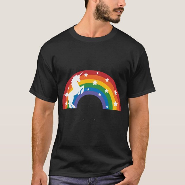 Retro Unicorn and Rainbow retro boy T-Shirt (Vorderseite)