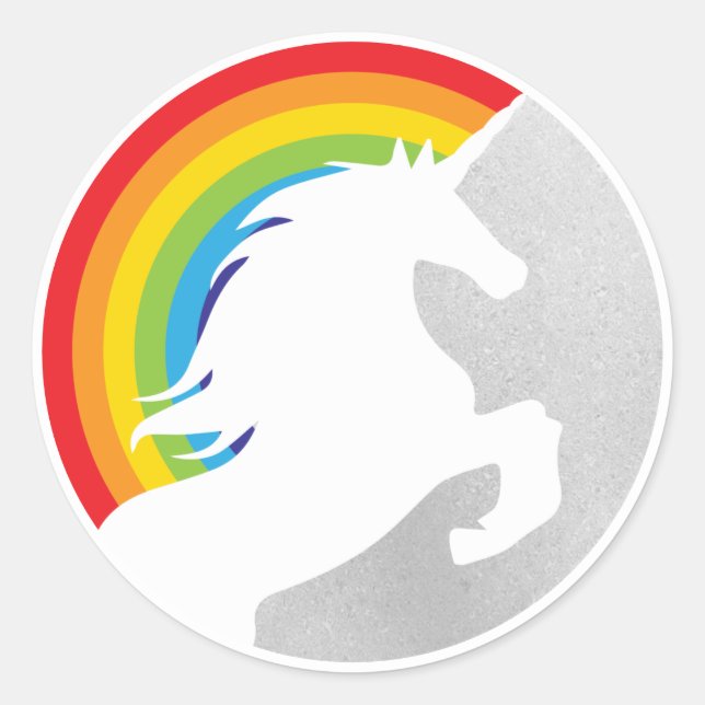 Retro Unicorn der 80er Jahre und Regenbogen Redux  Runder Aufkleber (Vorderseite)