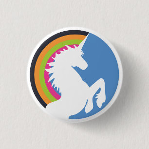 Retro Unicorn und Regenbogen-Taste der 80er Jahre Button